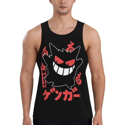 Pokemoned Gym Gengar Compression Muscle Tank Top Mens Gym Sleeveless Tees Sports Wear Male Bodybuilding Fitness Training Vest