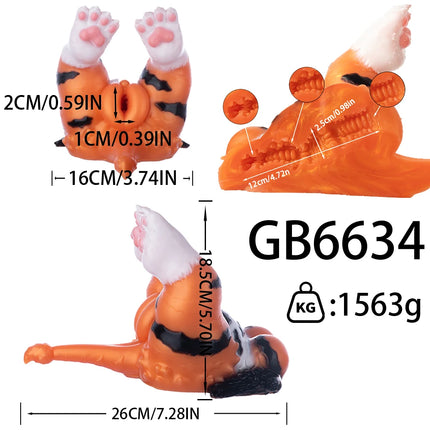 GEEBA Realistic Tiger-print Design Liquid Silicone Male Masturbator Cup Fantasy Animal Butt Pocket Pussy Men's Stroker Adult Toy