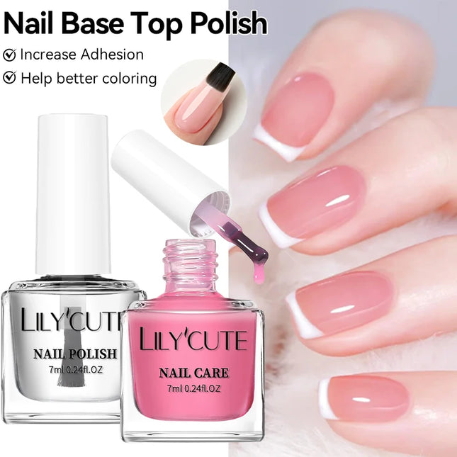LILYCUTE 7ml  Nail Base Top Polish Clear Shine Nail Care Long Lasting  Strengthener Hardener Nail Art Varnish Supplies