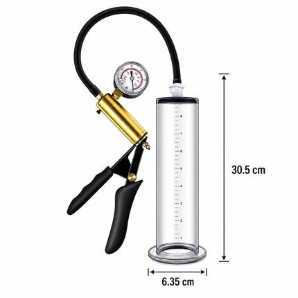 Male Vacuum Pump with Acrylic Cylinder and Metal Pressure Gauge, Stamina Desensitizing Training Device for Home Use