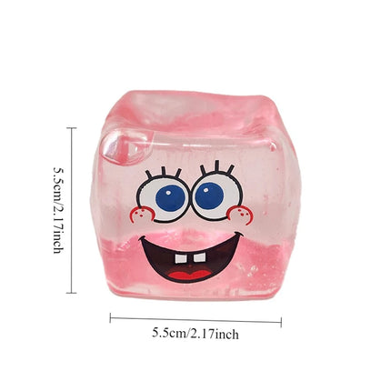 Nee Doh SpongeBob Squishy Toy, Stress Relief Toy, Squishy Vent Ball, Transparent Crystal Cube, Kids Stress Relief Gadget