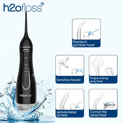 H2ofloss Water Flosser For Teeth Portable Oral Irrigator Dental Water Jet High Pressure Cleaning Mouth Machine 300ML 4 Modes