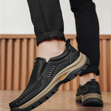 Brand Men Shoes High Quality Genuine Leather Men's Casual Shoes Slip On Comfort Business Man Flats Shoes Outdoor Men Work Shoes