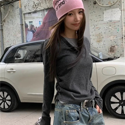 2024 Autumn Winter Long Sleeves Korean Fashion Style O-neck T-shirt for Women Fake Two-Piece T-shirts Ladies Top Tee Clothes