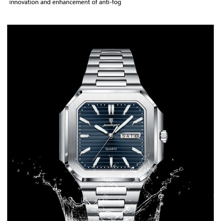 POEDAGAR Business Men's Watch Waterproof Luminous Date Week Classic Watches For Men Stainless Steel Men's Quartz Wristwatch Reloj