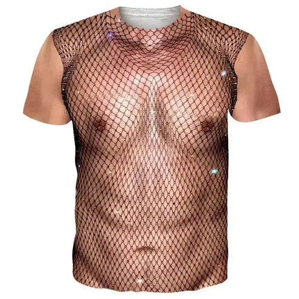 Funny Muscle Body 3D Printed T-shirt Mlae  Designer Clothes Streetwear Short Sleeve Top Tees Ugly Chest Hair T Shirt Clothing ﻿