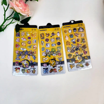 Trendy Pokemon Journey Series Stickers, 3D Puffy Decals for DIY Craft, Album & Stationery Decor