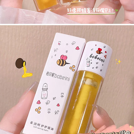 Bee Lip Oil Water-shine Glass Transparent Lip Honey Dry Repair Lip Care toot Lip Moisturizing Lip Oil