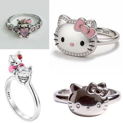 New Hot Selling Fashion 925 Silver Cute Cartoon Animation Ring Women's high-end Jewelry Gift Wedding Crystal Luxury Accessories