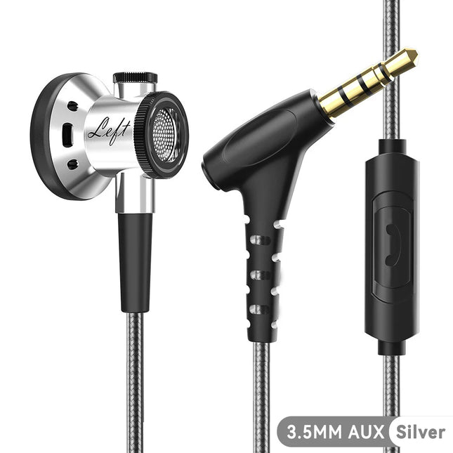 D08 Metal HiFi 3.5mm/Type-C In Ear Headphones Flat Head Earphone With Mic Wired Clear Sound Bass Headsets For Sports Music Gamer