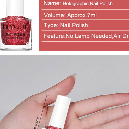 LILYCUTE 7ml Nail Polish Holographic Reflective Colorful Shining Effec Manicure Nail Art Varnish No Need Lamp Air Dry