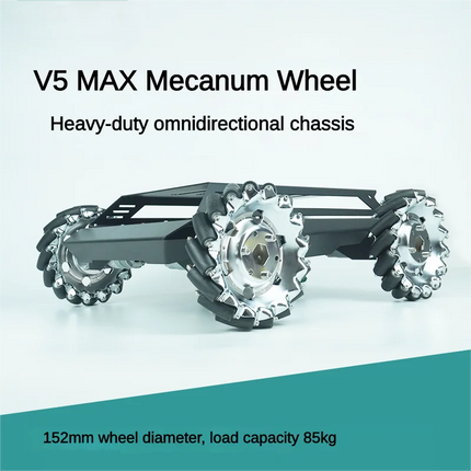 80kg Load Heavy Duty Metal Car Chassis 152mm Mecanum Wheel Trolley Omnidirectional V5Max Mobile Robot for Arduino Robot DIY Kit