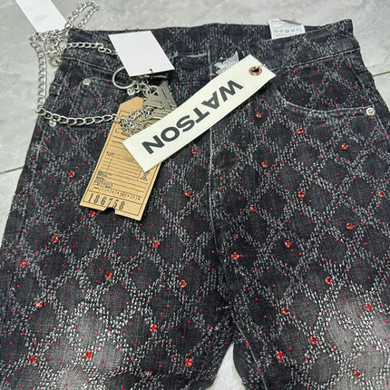 2026 Rhinestone Men's High Street Quality Slim Fit Skinny Long Denim Flared Jeans Pants