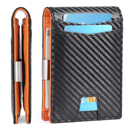 Ultra-Thin Carbon Fiber Wallet for Men - RFID Blocking Dollar Clip Design, Slim Synthetic Leather Card Holder Minimalist Style