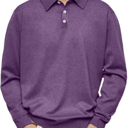 Casual Long Sleeve V-Neck Polo Shirt Men's Autumn Winter Fashion Independent Station Hit Button Leisure Top Polyester Fiber