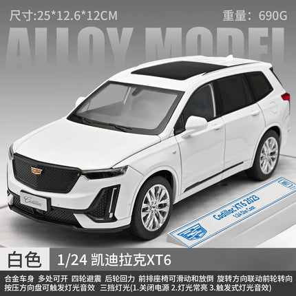 1:24 Cadillac XT6 Alloy Diecast Car Model, Pull Back with Light & Sound, 4S Store Display Ornament, Premium Gift for Boyfriend