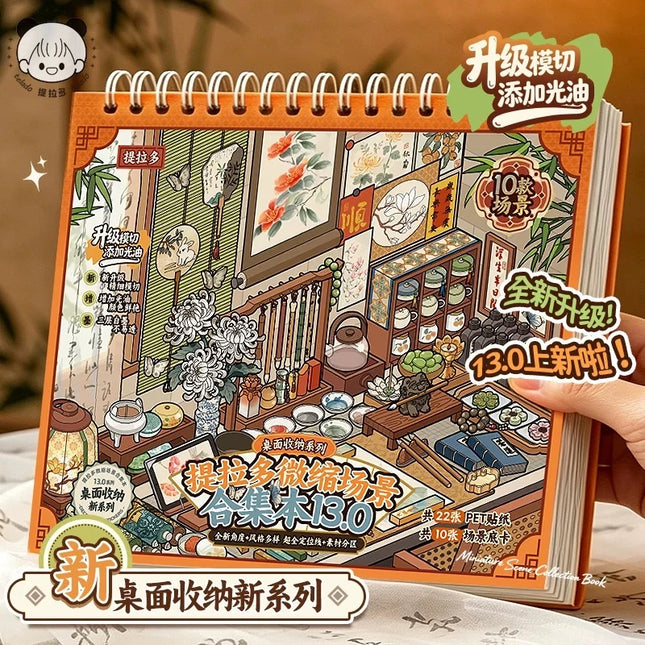 large size 10in1 3D Desktop Organizer Stickers Book Album Cartoon Scene DIY Scrapbook supplies, Korean stationery