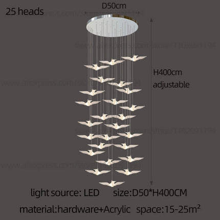 Led Bird Pendant Lamp Home Decoration Lighting Hanging Lamp Design Loft Living Room Showroom Apartment Ceiling Villa Chandelier
