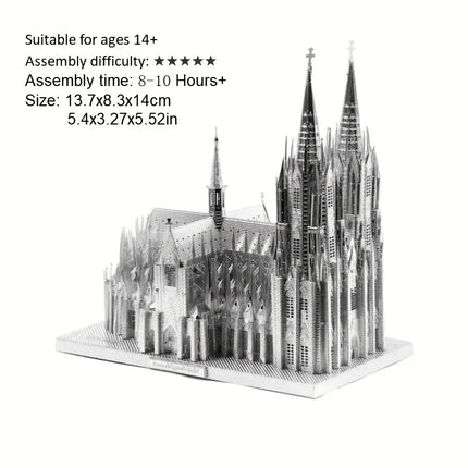 Church 3D Metal Puzzle Cologne Cathedral model DIY Laser Cut Jigsaw Model For Adult Educational Toys Desktop decoration
