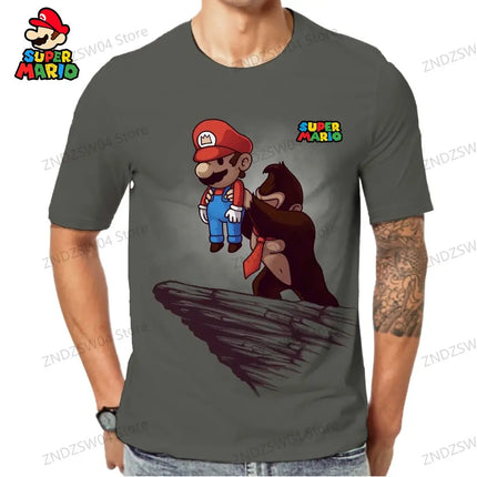 Mario 2024 Y2k Harajuku Style Men's Children's T-Shirt Quick Dry Parent-child Wear Tops Streetwear Fashion 110-6XL Oversize Man