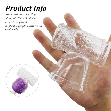 Transparent Magic Wand Headgear Attachments Penis Vibrator Masturbator AV Stick Head Cover Sleeve Sex Toys Erotic Accessories