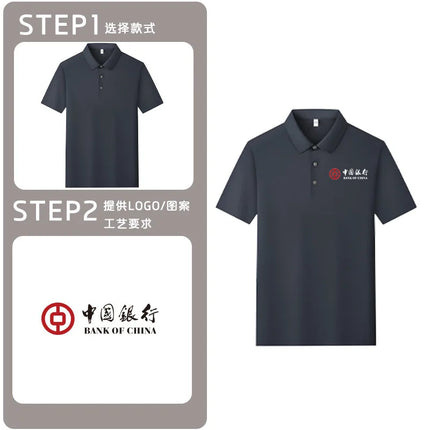 Men's 175G Silk Blended Polo Shirt Cool Feeling Short Sleeve Breathable Moisture Wicking Summer Seamless Golf Top Tees in Gray