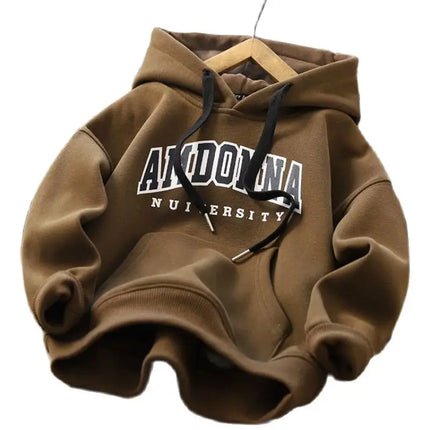 New Autumn winter Boys girls Fleece Thickened Sweater Cartoon Printed Letters Children's Leisure Fake 2 Piece Warm Top 3-14Y
