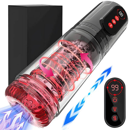 Male Automatic Masturbator Cup Penis Pump 7 Thrusting Rotating Vibrating Sucking Licking Modes Pussy Blowjob Sex Toys For Men