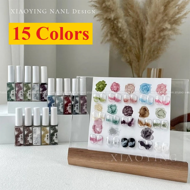 New 1/12/15PCS Blooming Nail Polish Marble Nail Ink Tint Gel Watercolor Nail Art Blossom Gel Permanent Soak Off UV Gel Varnish
