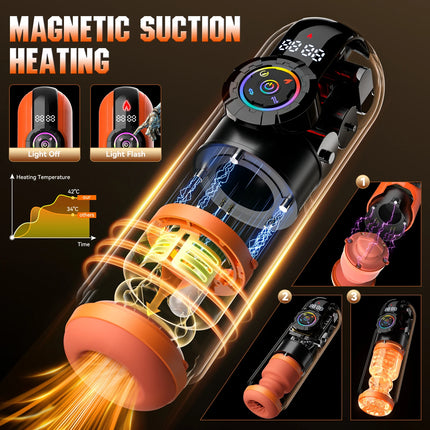Automatic Male Masturbator Cup Telescopic Sucking Heated Pussy Blowjob Machine Thrusting Vibration Masturbation Sex Toy for Men