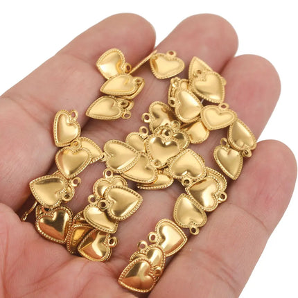 50pcs Stainless Steel Small Heart Charms for Jewelry Making Necklace Bracelet Extend Chain Tail Tag Supplies Material Wholesale