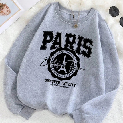 Paris Discover The City Sweatshirts Womens Letter Prints Hoodie Crewneck Fleece 2025 Autumn Winter Comfortable Woman Clothes