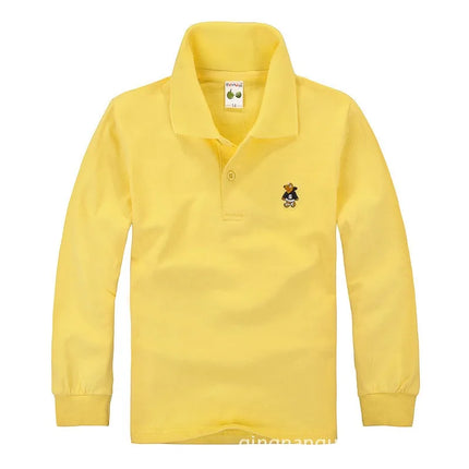 Classic Children's Long Sleeve Polo Shirt Pure Cotton T-Shirt Children Collar Top Baby Girls Base Layer Shirt Teenage Boys tops