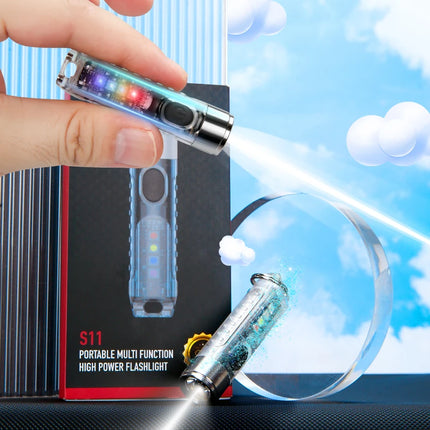 Portable Mini Keychain Flashlight Rechargeable Waterproof Torch Lamp with Magnet Multifunction Warning Camping Flashlight
