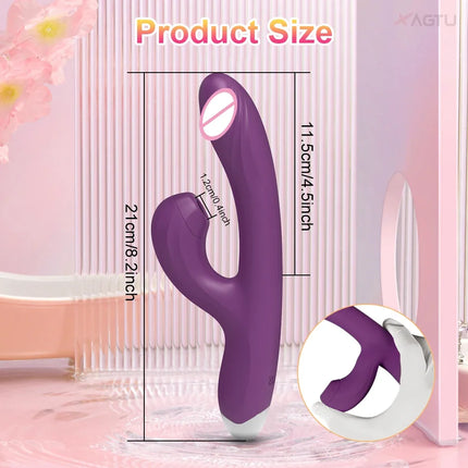 Clit Sucker 2 in 1 Vibrator Dildo for Women G-Spot Clitoris Vacuum Stimulator Heating Dildo  Female Sex Toy Adults Goods 18+
