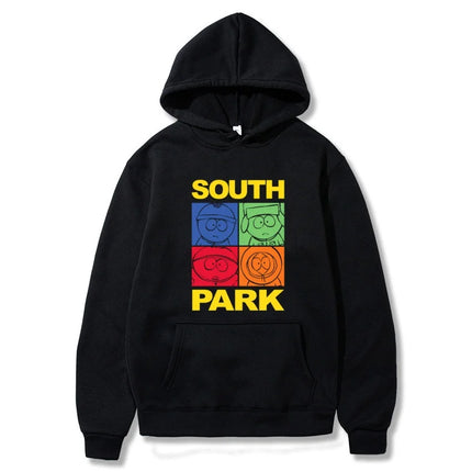 South Park Anime Pattern Hoodie Fashion Warm Coat Men's Autumn and Winter Season Hoodie Street Black Long Sleeve Hoodie