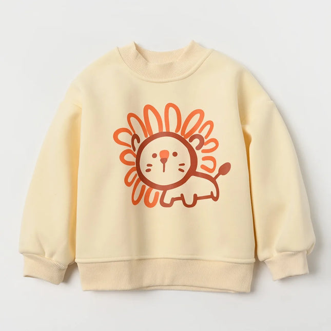 Children All-in-one Plush Sweater 3-8 Year Old Girl Cartoon Warm Pullover Boys Autumn and Winter Fashion Printed Sports Top