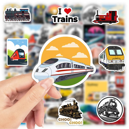 Cartoon Train Stickers High Speed Rail Fun DIY Toys Gift Decorative Decal for Scrapbook Junk Journals Laptop Bottle Waterproof