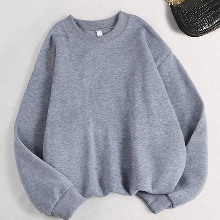 2026 Winter Womens Solid Hoodies Basic Warm Fleece Sweatshirt Soft Breathable O-Neck Pullover Casual Oversize Female Clothes