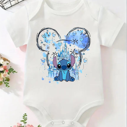 Cute Stitch Angel Mickey Minnie Newborn Baby Romper Short Sleeve Jumpsuit Infants Clothes Summer Fashion Bodysuit