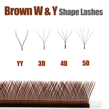 FADVAN Brown YY 3D 4D 5D Lashes W Shape Makeup Fake Eyelashes D/M/L Curl Natural Soft Eyelashes Extensions For Holiday Party