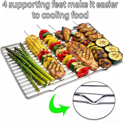 Stainless Steel Non-stick Cooling Rack BBQ Tray Baking Tray Grill Plate Barbecue Cooking Mesh Shelf