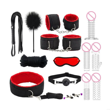 Sexy BDSM Kits Plush Sex Bondage Set Sex Games Whips Gag Nipple Clamps for Couples Exotic Accessories