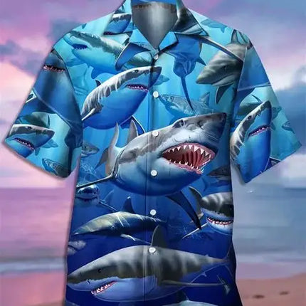 2024 New Animal Crane Pig 3D Printed Men's Hawaiian Shirt Casual Trend Tops Beach Summer Vacation Men And Women 6XL