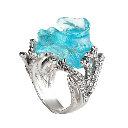 1/3PCS Ocean's Oath Wave Decorative Ring Necklace Earrings Jewelry Set For Women Gift Fashion Sky Blue Decoration Jewelry Gift