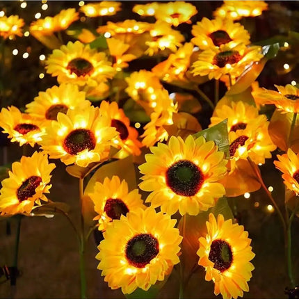 1PC Solar Powered Sunflower Light Outdoor Waterproof LED Ground Insert Lawn Lamp For Garden Lawn Courtyard Decoration