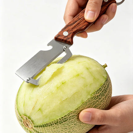 3-in-1 Stainless Steel Peeler & Scallion Shredder with Bottle Opener for Peeling and Slicing Fruits and Vegetables Kitchen Tool
