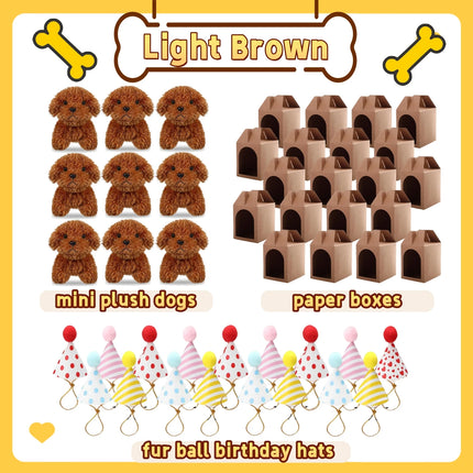 6-20Set Mini Plush Puppy Stuffed Dogs Adopt A Pet Dog Set with Paper Boxes Animals Bulk for Birthday Animal Theme Party Favors