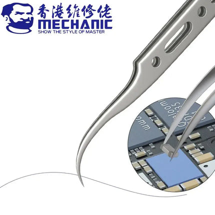 MECHANIC Extra Hard Anti-Magnetic Tweezer Stainless Steel Bent Pointed for Phone PCB Motherboard Soldering Repair Tweezers Tool