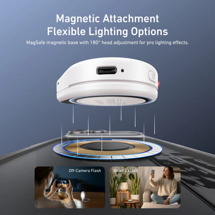 TELESIN Magnetic Smartphone Flashlight Mini Selfie Light Adjustable Brightness Compatible with iPhone  Xiaomi Huawei Samsung